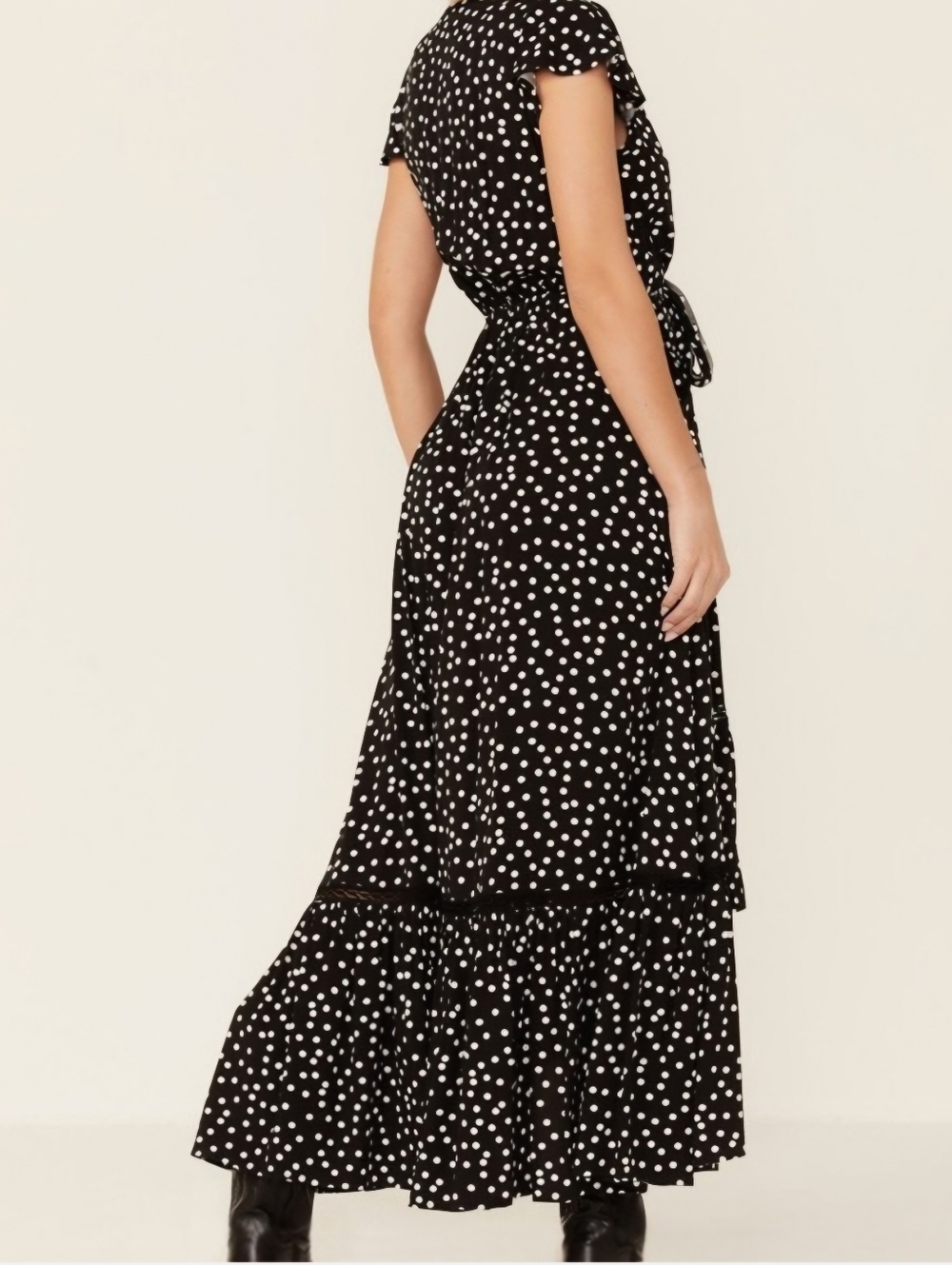 Beyond the Radar | Polka Dot High-Low Boho Maxi Dress - XL - Picture 4 of 9